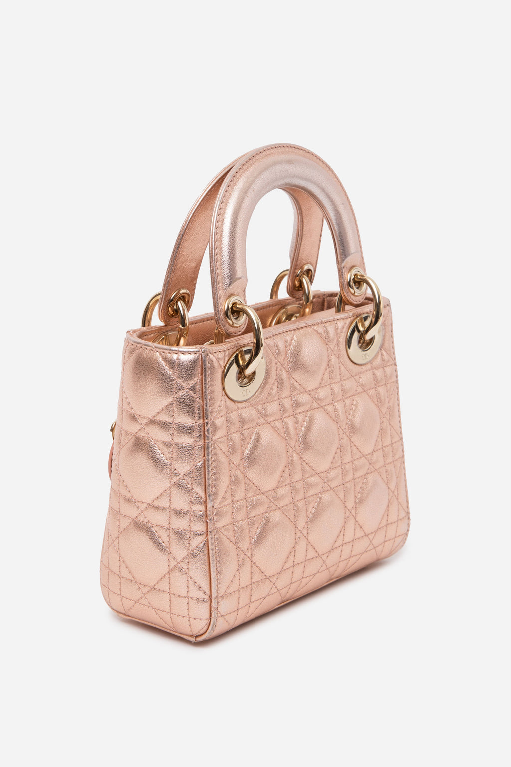 Christian Dior 2019 Pink Metallic Lambskin Mini Lady Dior Handbag