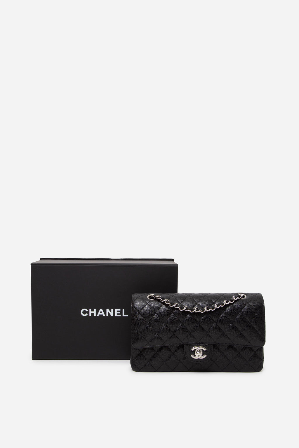 Pre-Owned Chanel 2023 Black Caviar Medium Classic Double Flap Bag