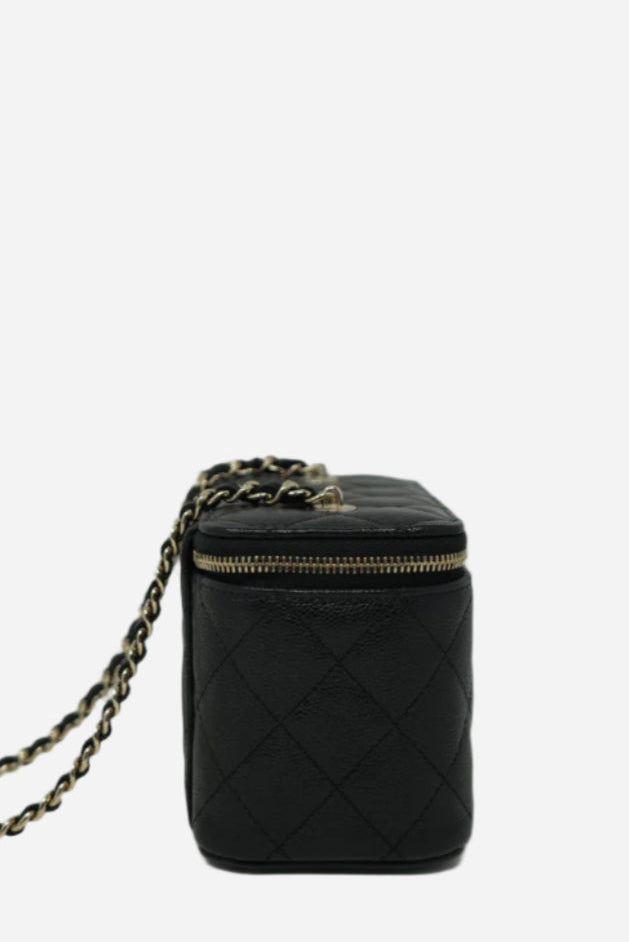 Pre-Owned Chanel 2023-2024 Caviar Long Vanity Case Crossbody