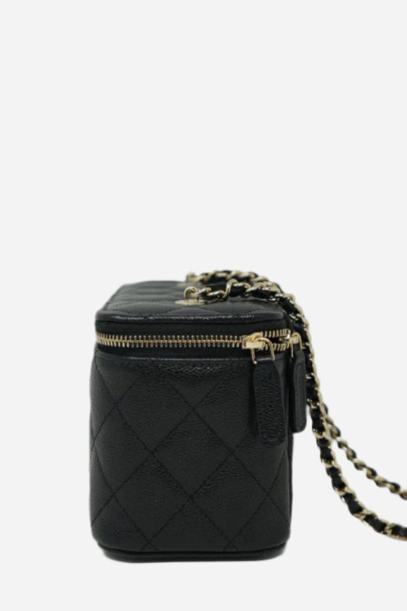 Pre-Owned Chanel 2023-2024 Caviar Long Vanity Case Crossbody