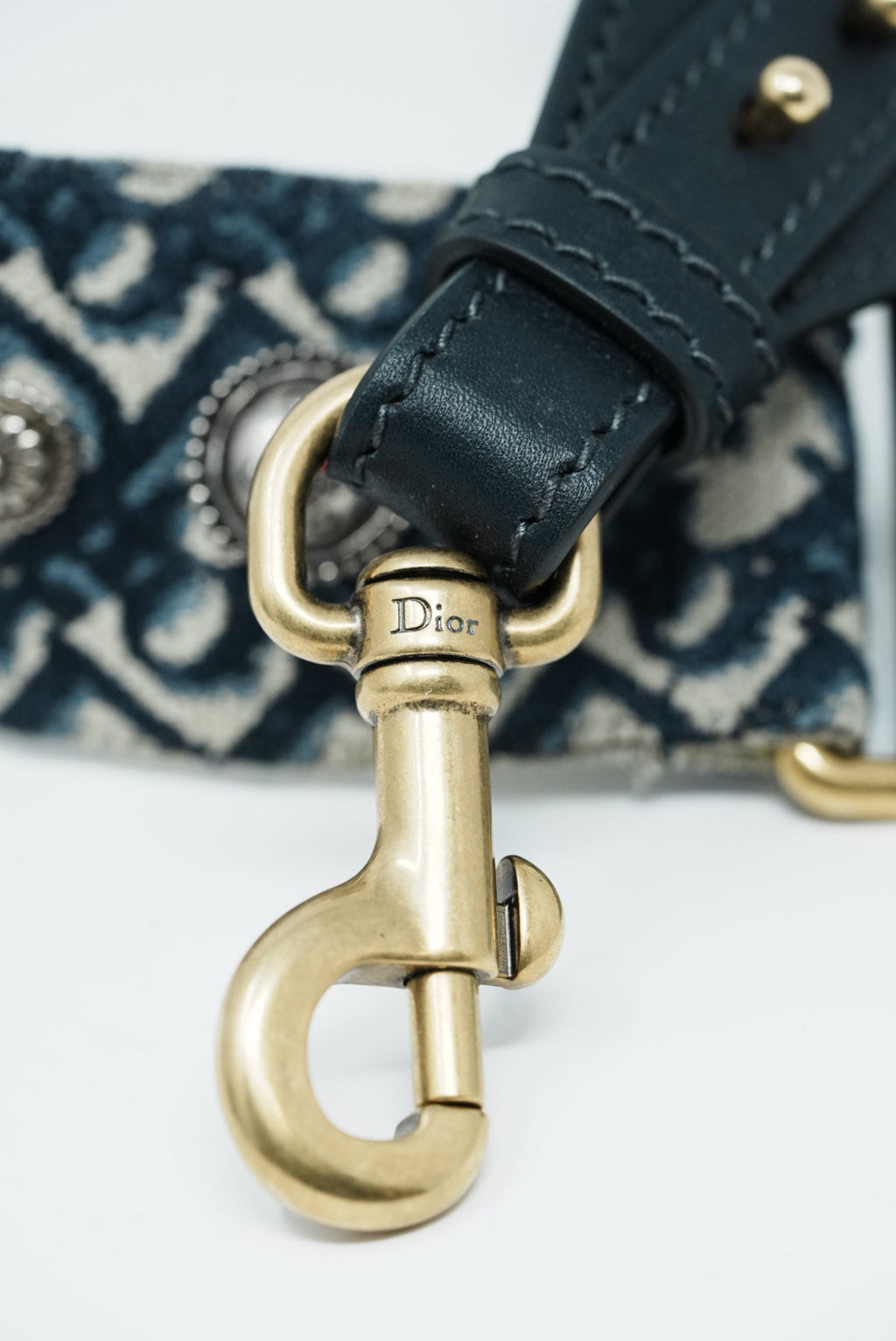 Christian Dior Shoulder Strap with Ring Blue Oblique