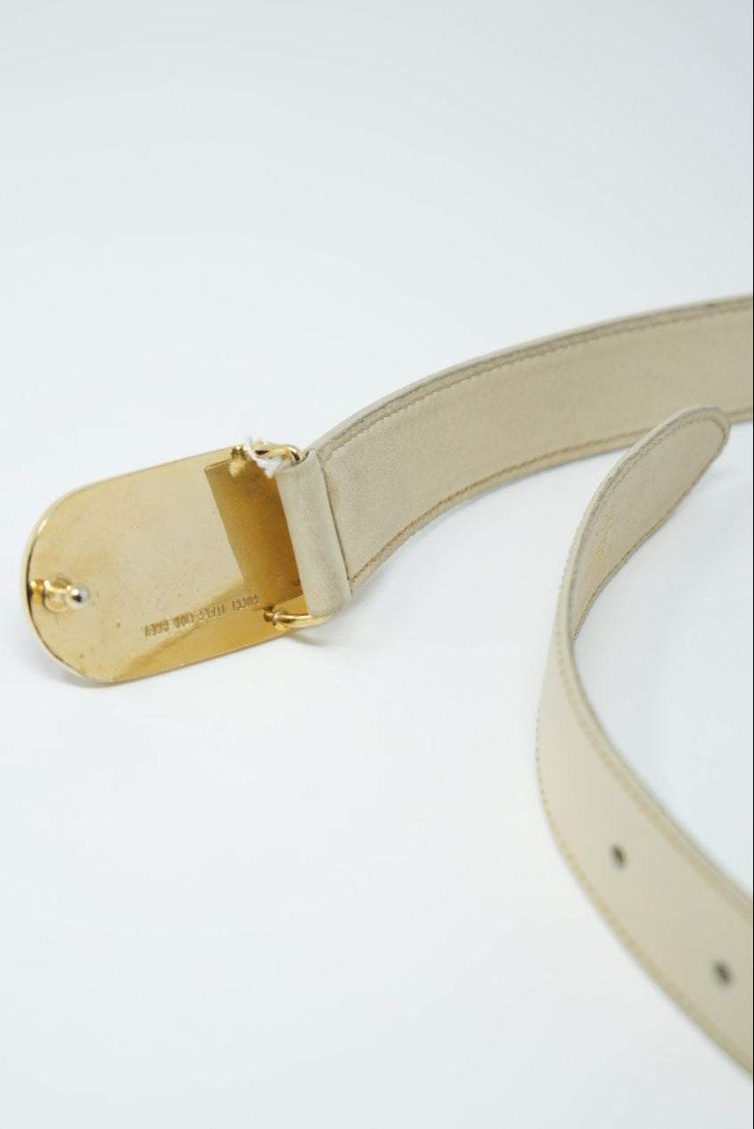 Gucci White Leather Belt
