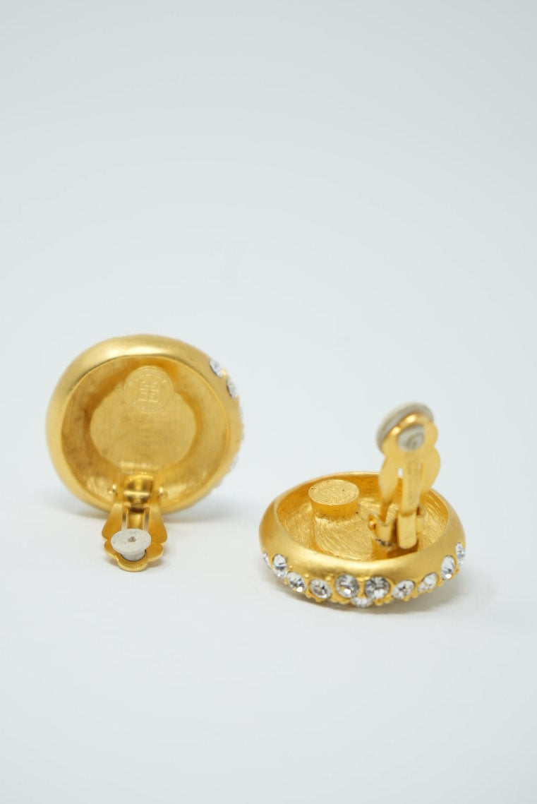 Givenchy Faux Pearl Rhinestone Earrings Clip-On