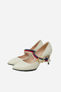 Gucci White Leather Sylvie Pumps Size 37