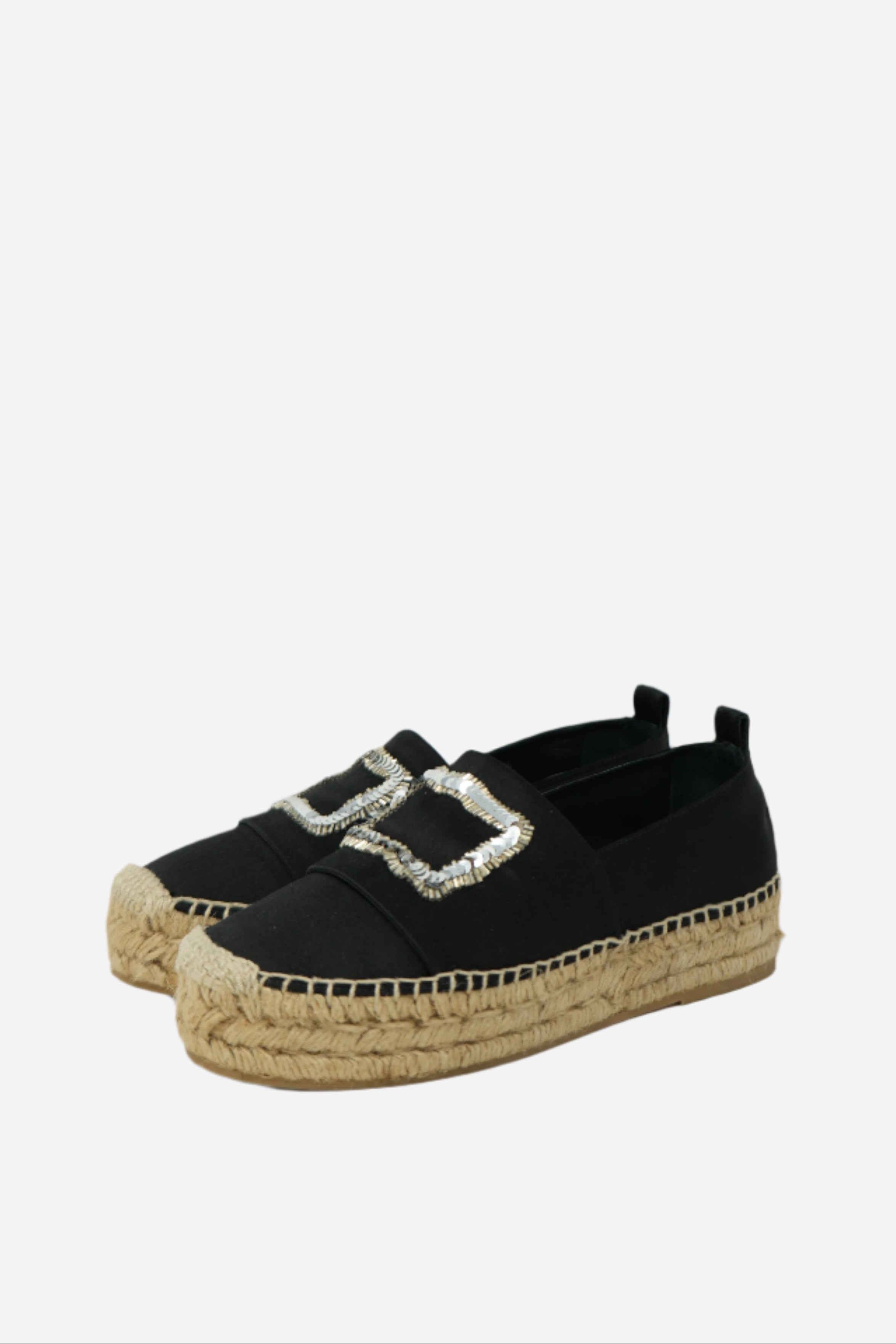 Roger Vivier Sequin Buckle Espadrilles Size 36.5