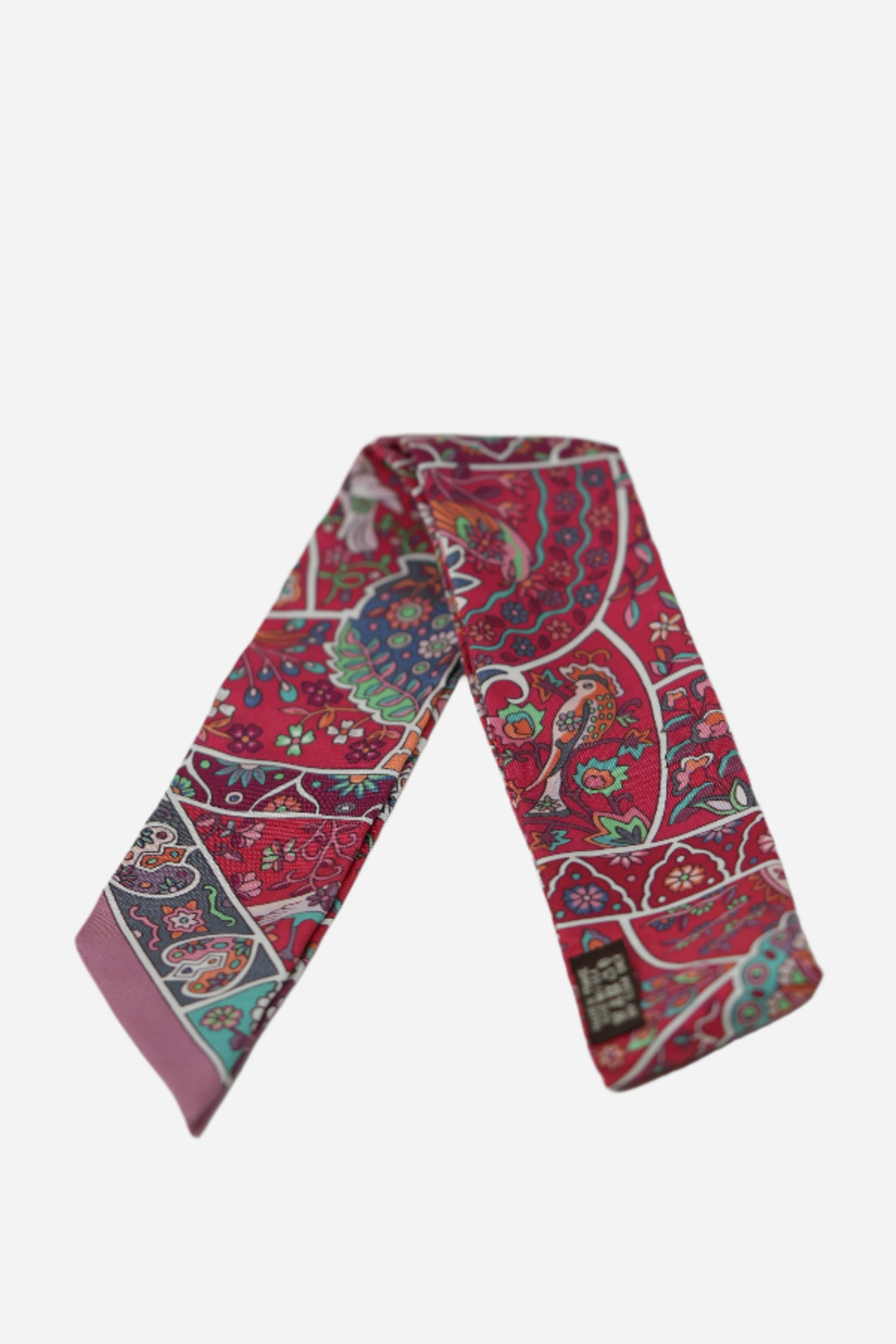 Hermes Twilly Scarf Red Bird&Floral Print