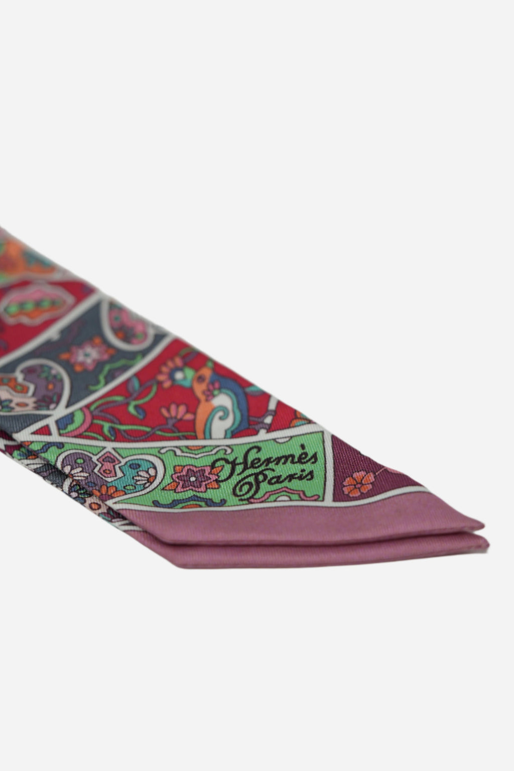 Hermes Twilly Scarf Red Bird&Floral Print