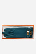 Hermes Leather Soya Gloves Blue
