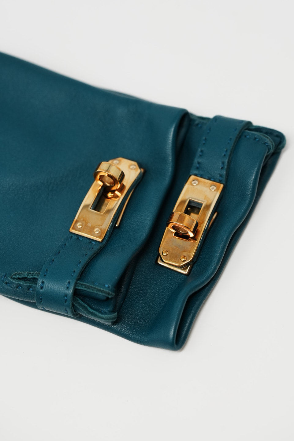 Hermes Leather Soya Gloves Blue