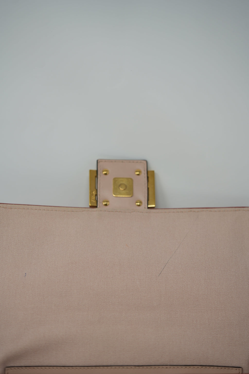 Fendi Canvas Embroidered Baguette Gold-Tone
