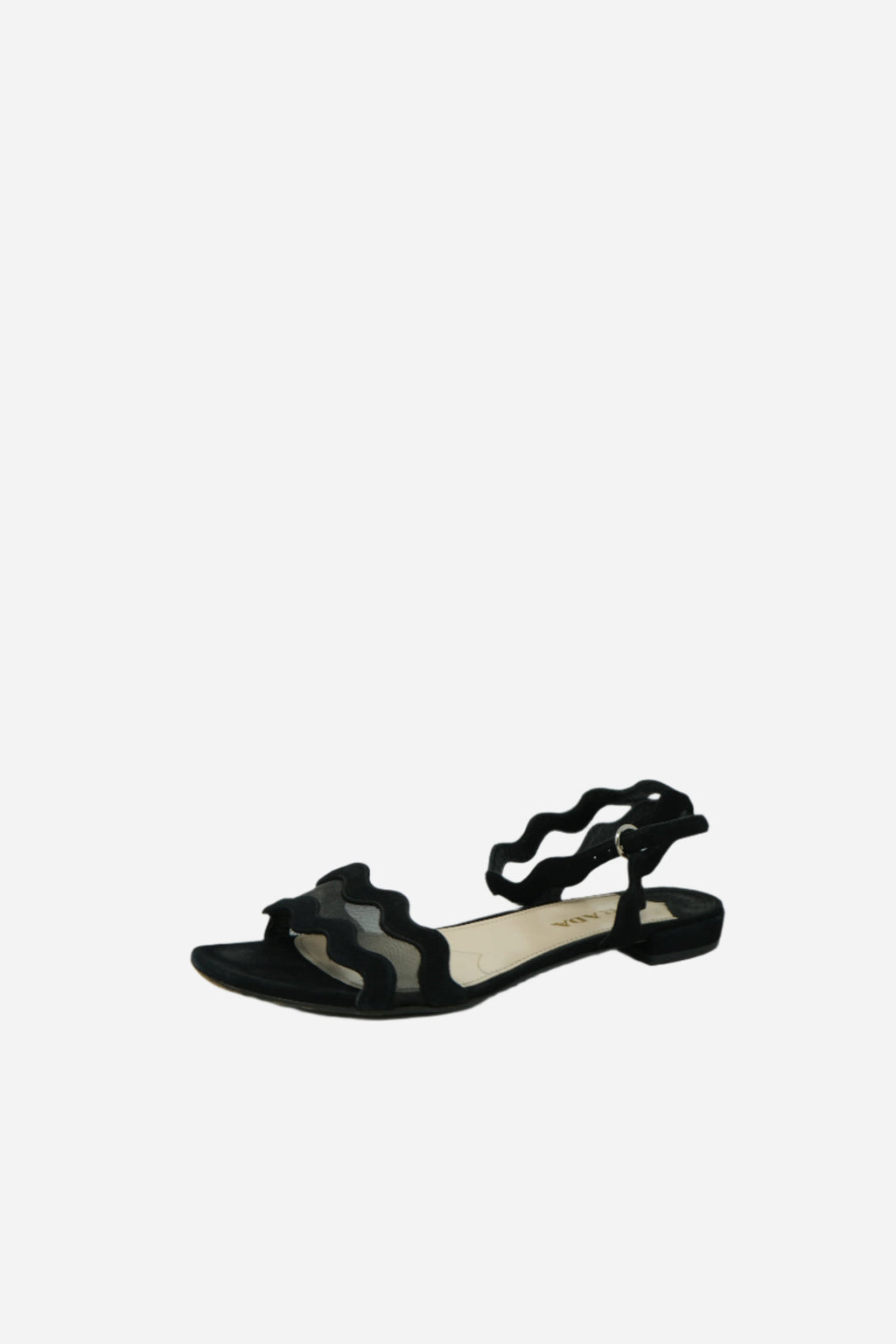 Prada Black Suede And Mesh Sandals Size 40