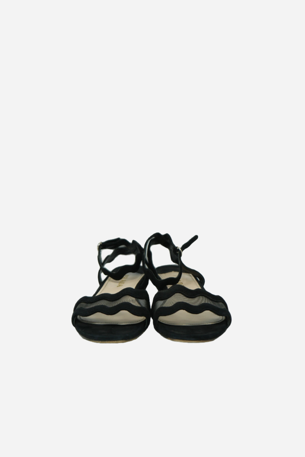 Prada Black Suede And Mesh Sandals Size 40