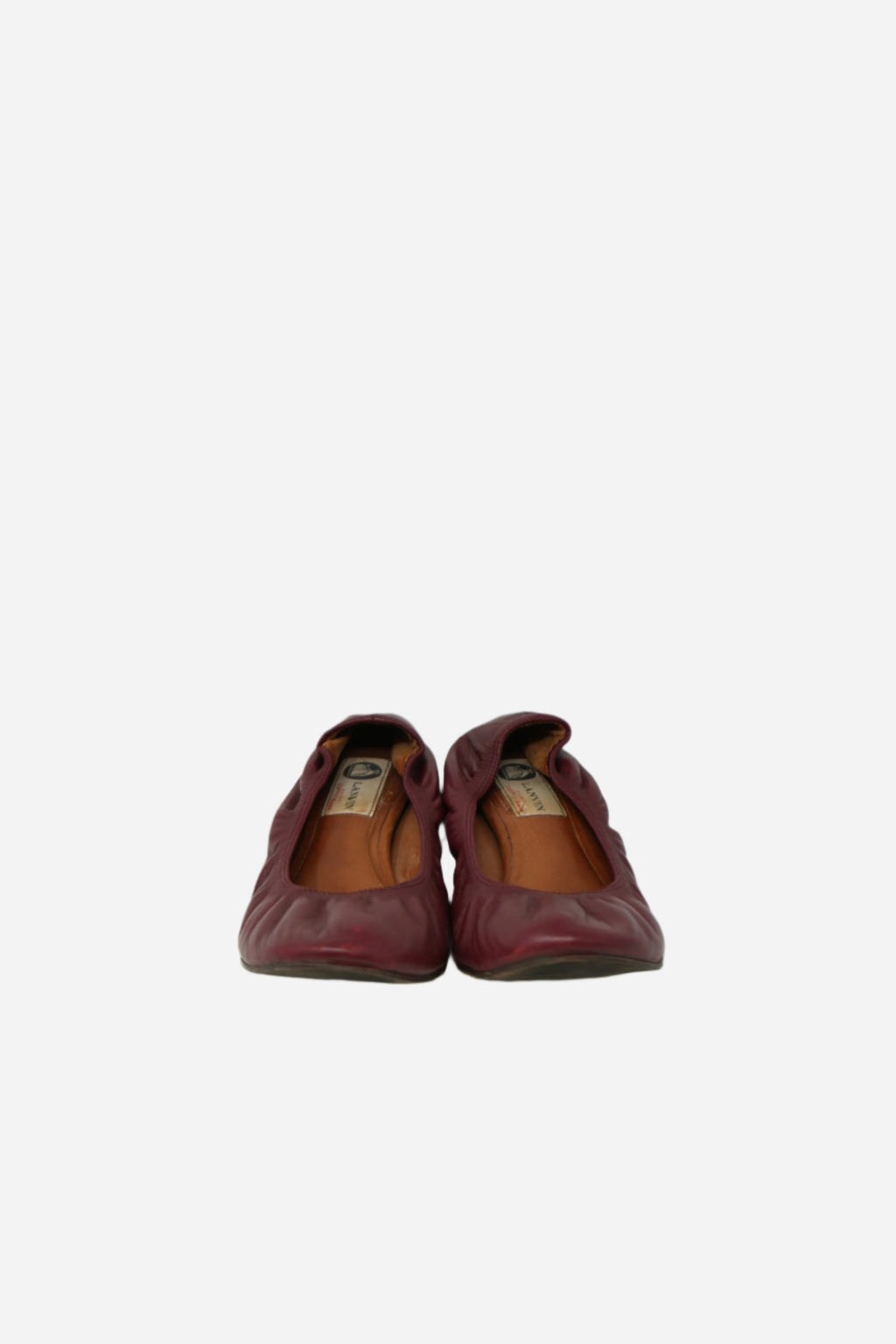 Lanvin Burgundy Leather Ballet Flats