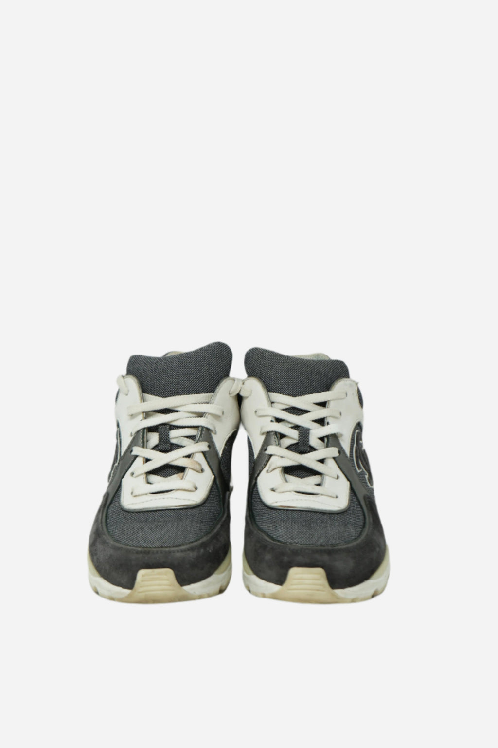 Pre-owned Chanel Mesh Suede CC Logo Sneakers Size 39.5