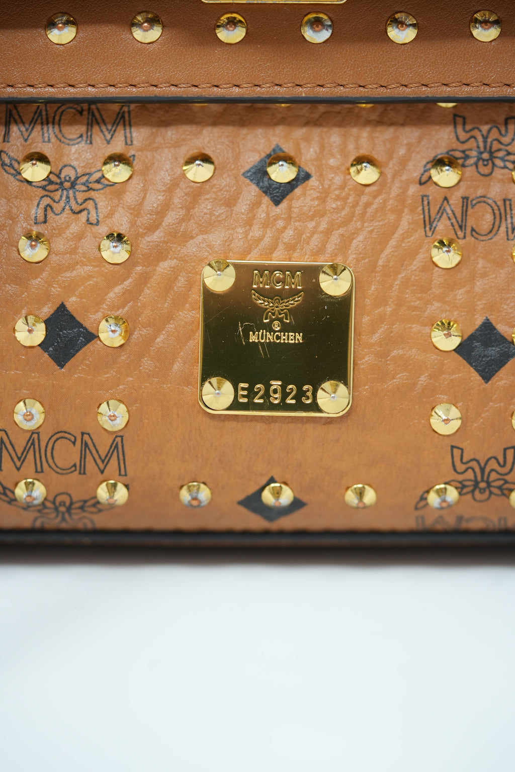 MCM Visetos Studded Mini Handle Bag