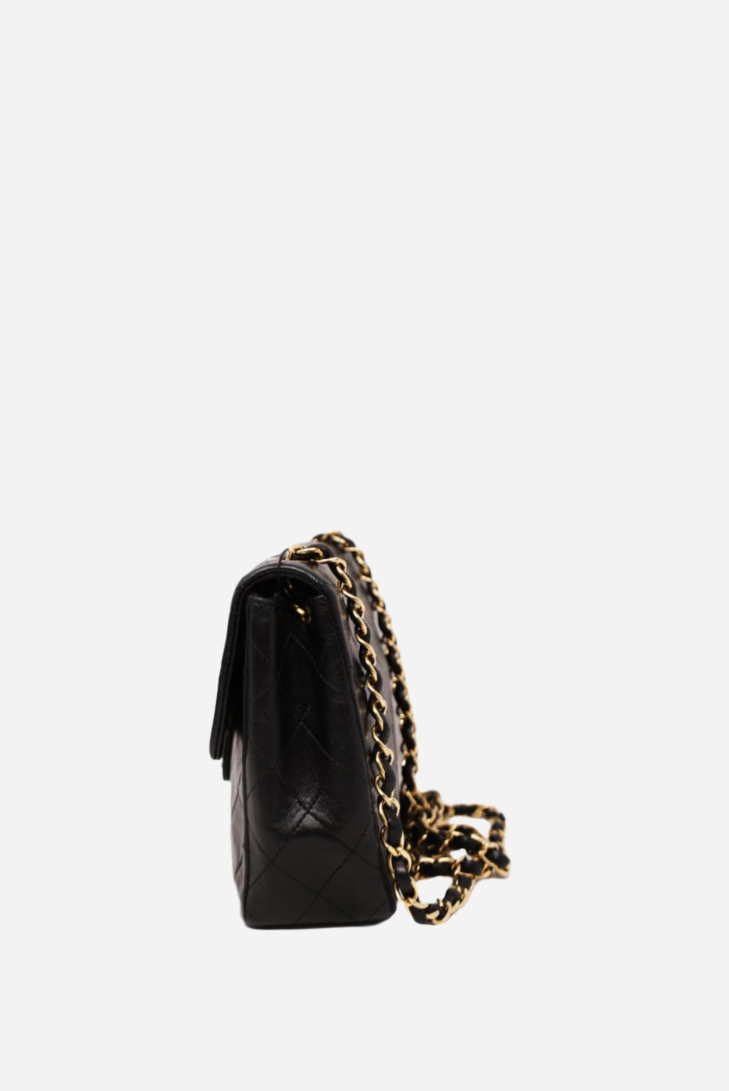 Pre-Owned CHANEL 1991-1994 Black Lambskin Mini Square refurbished
