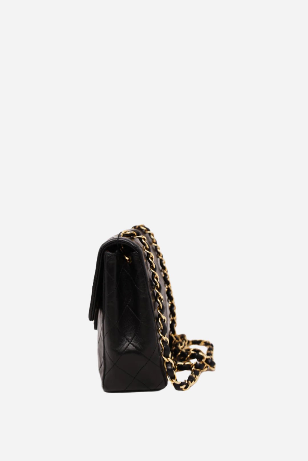 Pre-Owned CHANEL 1991-1994 Black Lambskin Mini Square refurbished