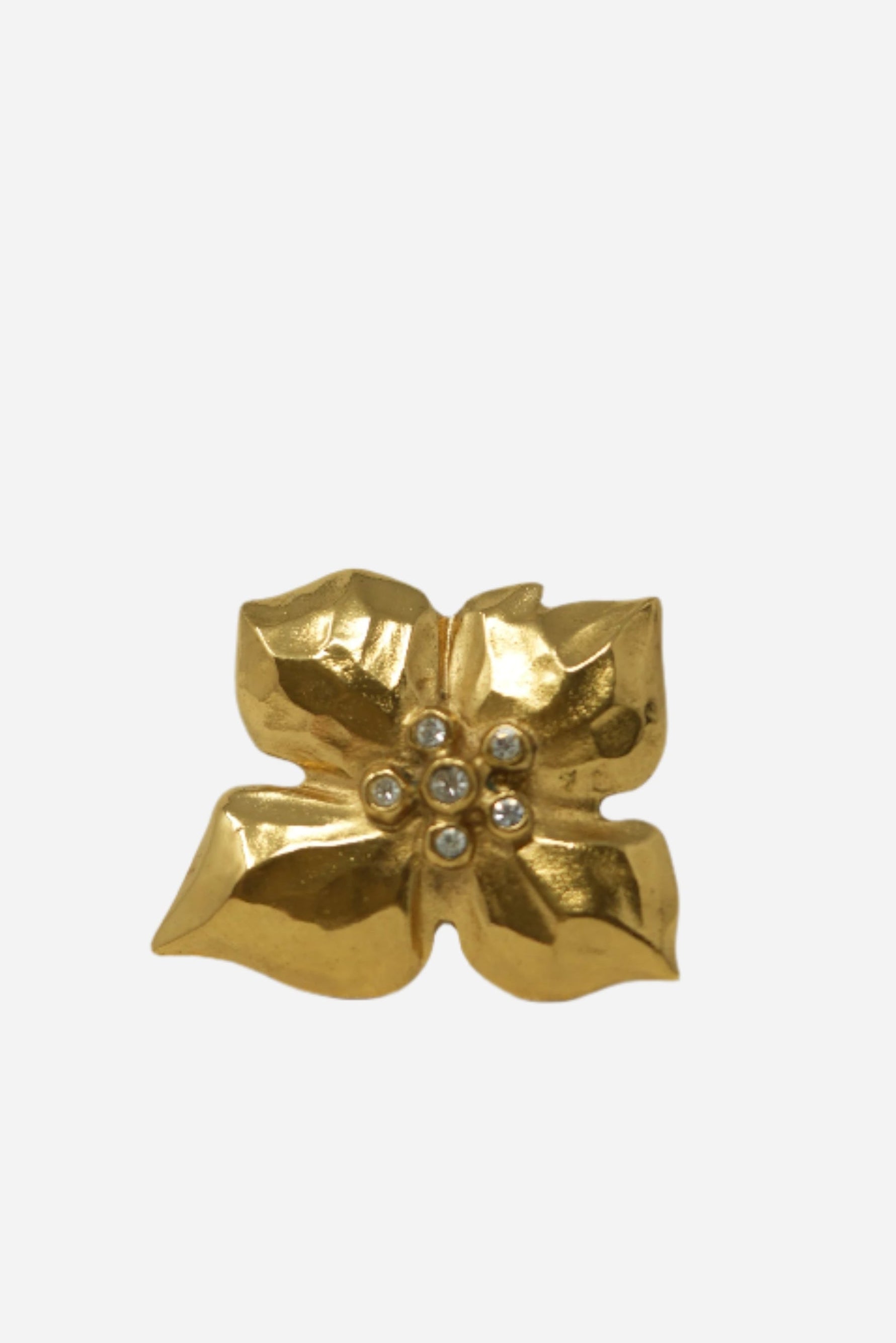 YSL Rhinestone Leaf Brooch