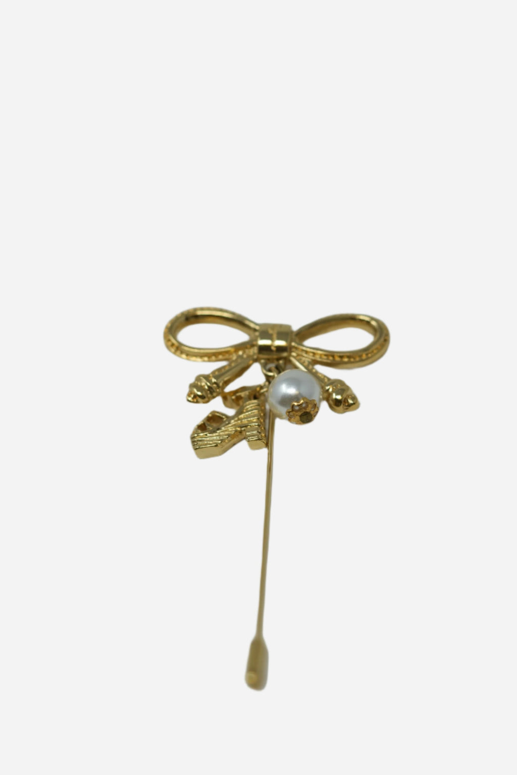 Ferragamo Bowtie Pearl Brooch