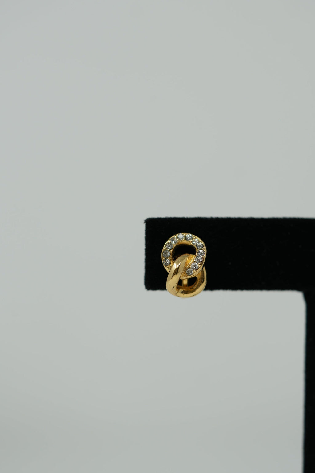 Christian Dior Double Circle Rhinestone Earrings Clip-On