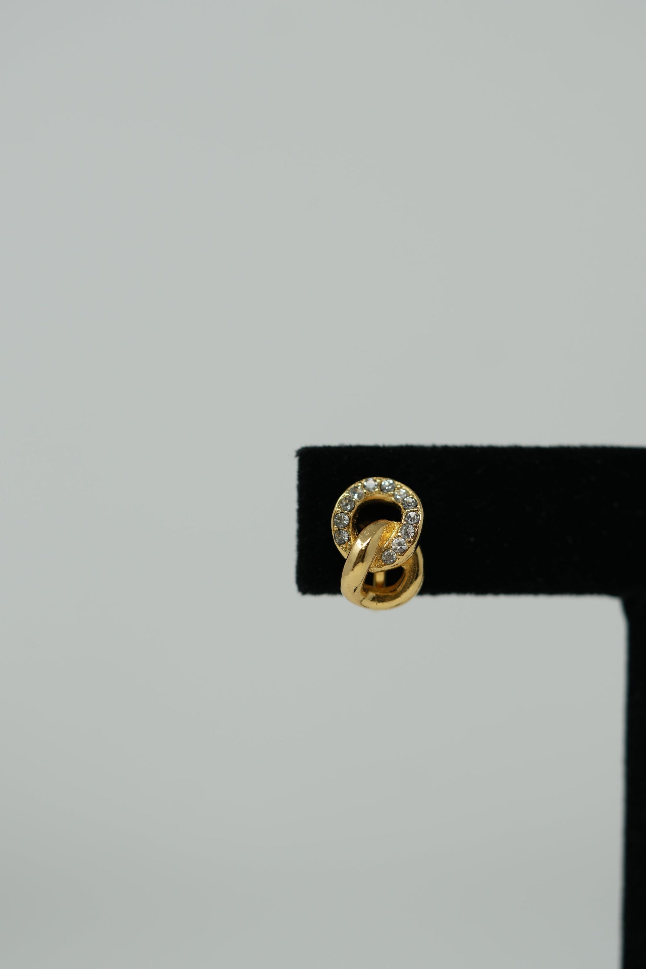 Christian Dior Double Circle Rhinestone Earrings Clip-On