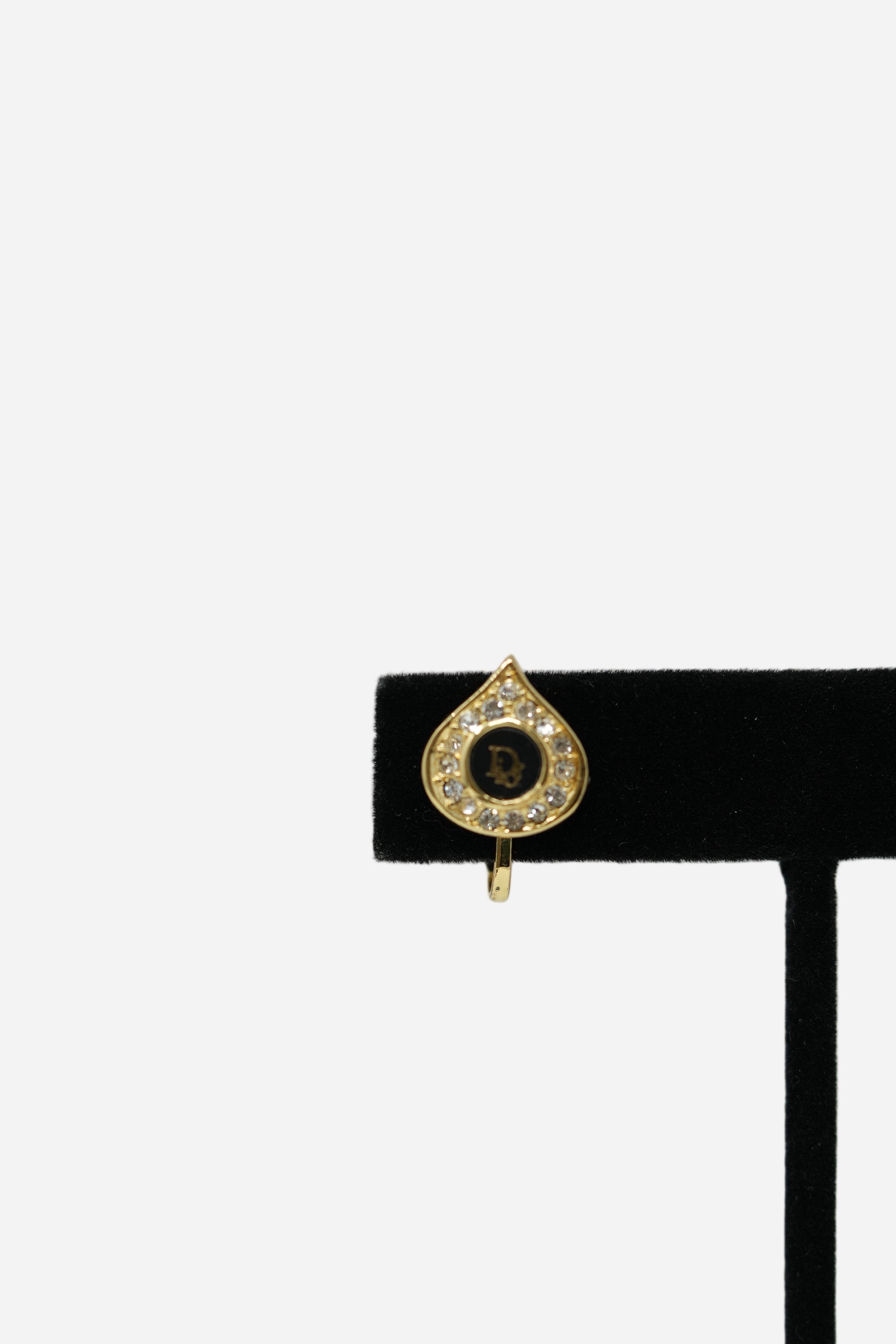 Christian Dior Heart Rhinestone Earring Clip-on