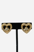 Dior Heart Rhinestone Earrings Clip-on