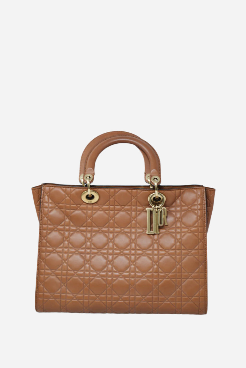 Dior 2017 Brown Calfskin Lady Dior Large Supple Bag