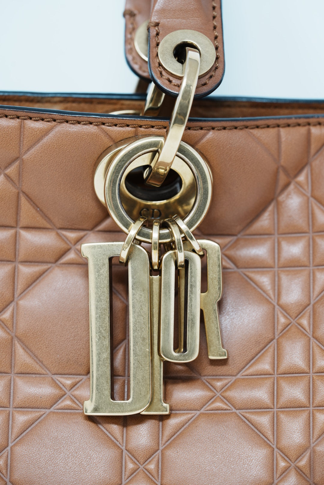 Dior 2017 Brown Calfskin Lady Dior Large Supple Bag