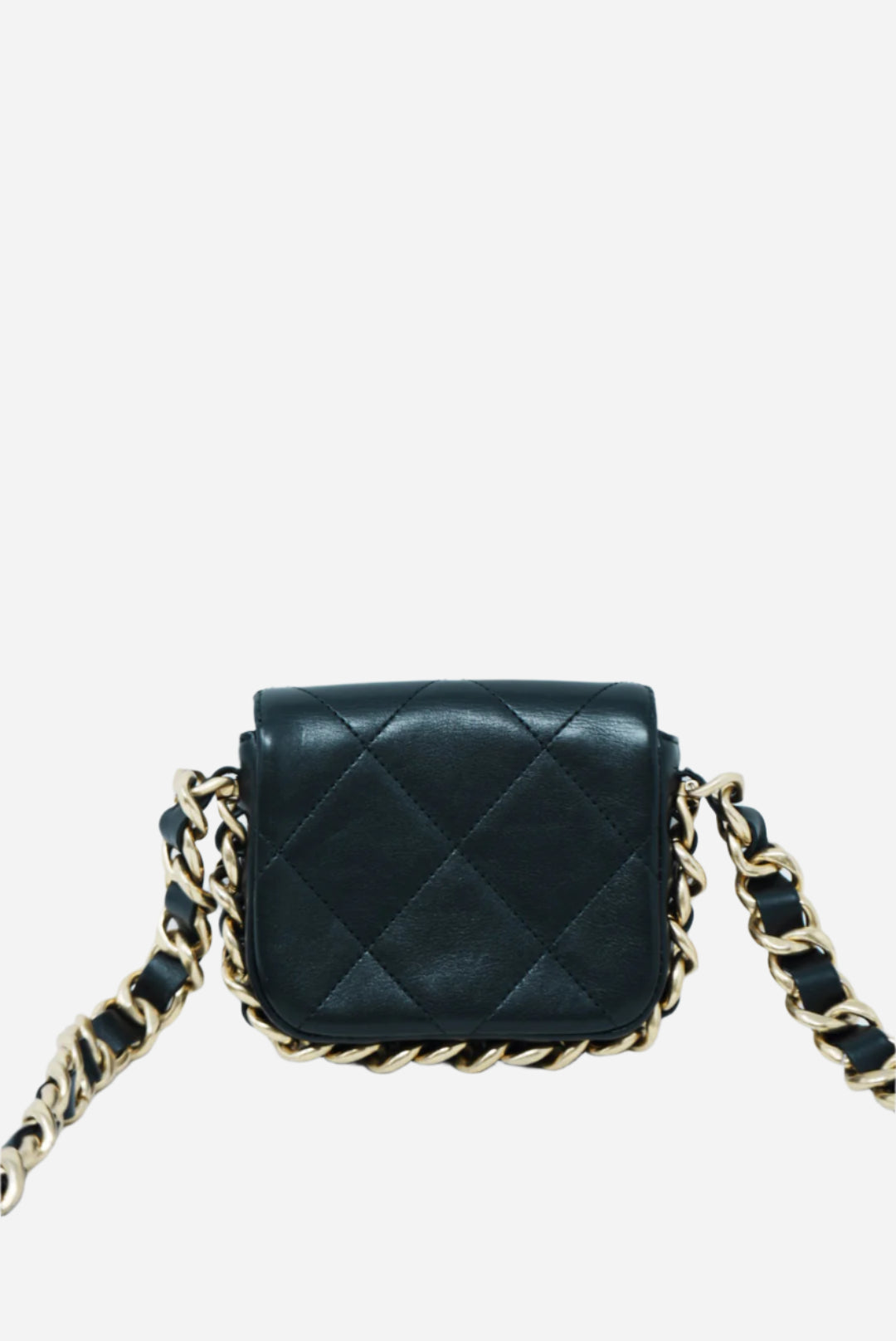 Pre-Owned Chanel 2022 Black Calfskin Mini Framing Chain Bag