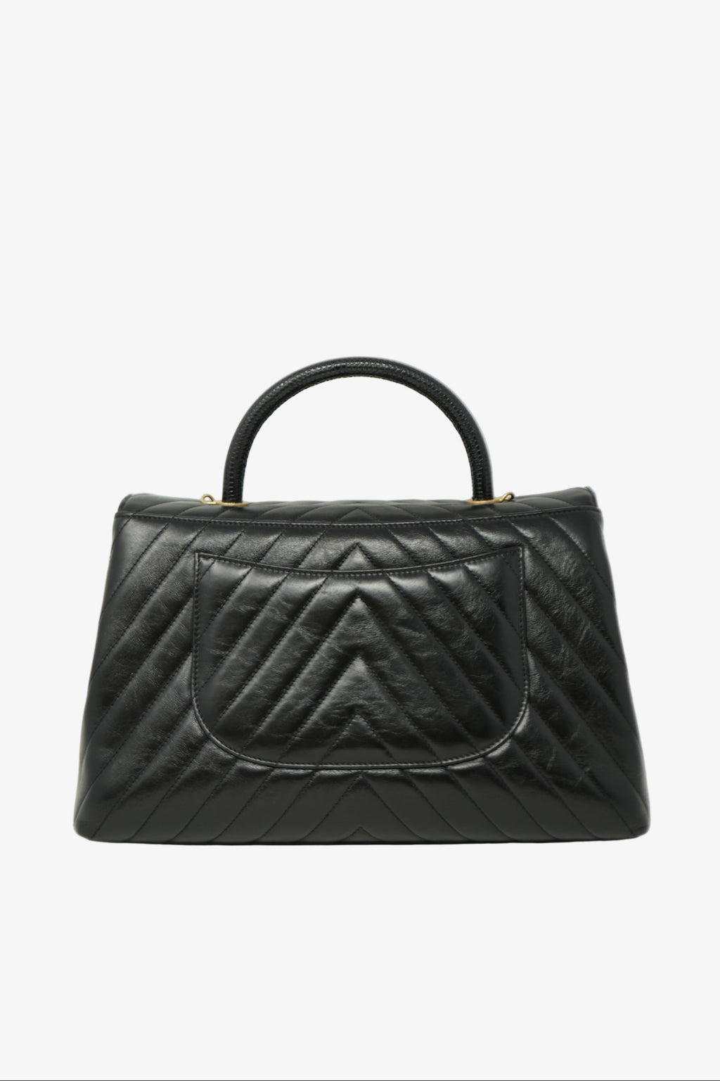 Pre-Owned Chanel Black Medium Chevron Coco Handle With Strap