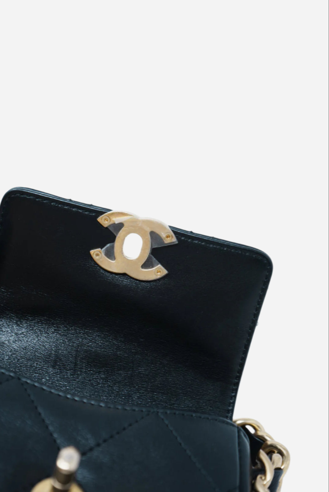 Pre-Owned Chanel 2022 Black Calfskin Mini Framing Chain Bag