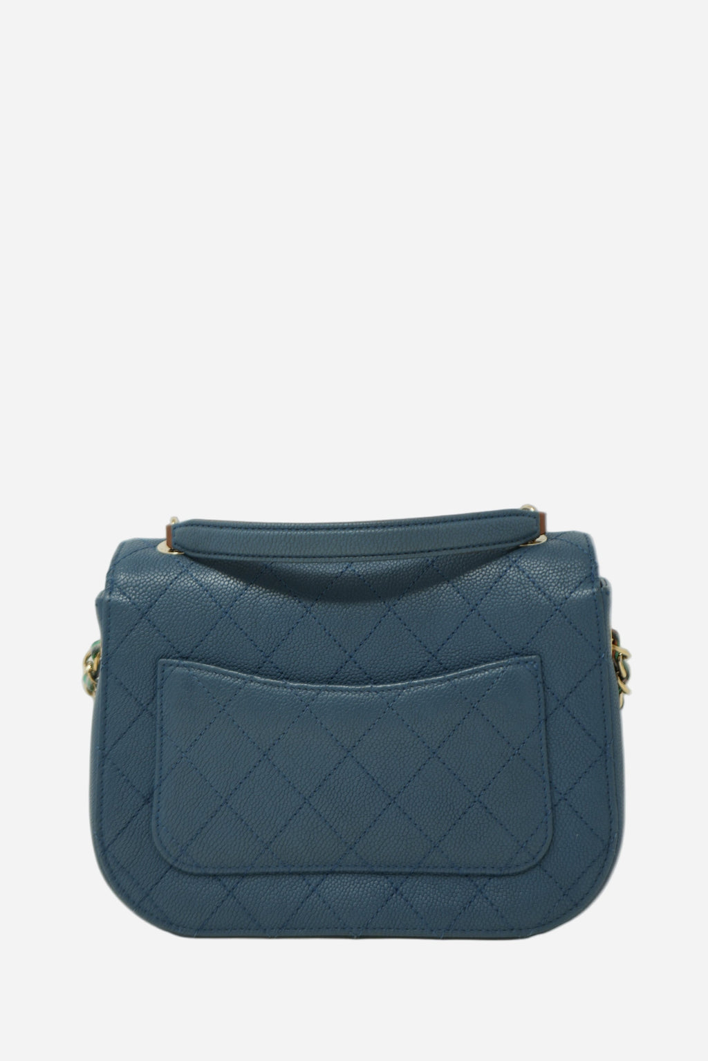 Pre-Owned Chanel 2016 Blue Caviar Cuba Top Handle Flap Bag