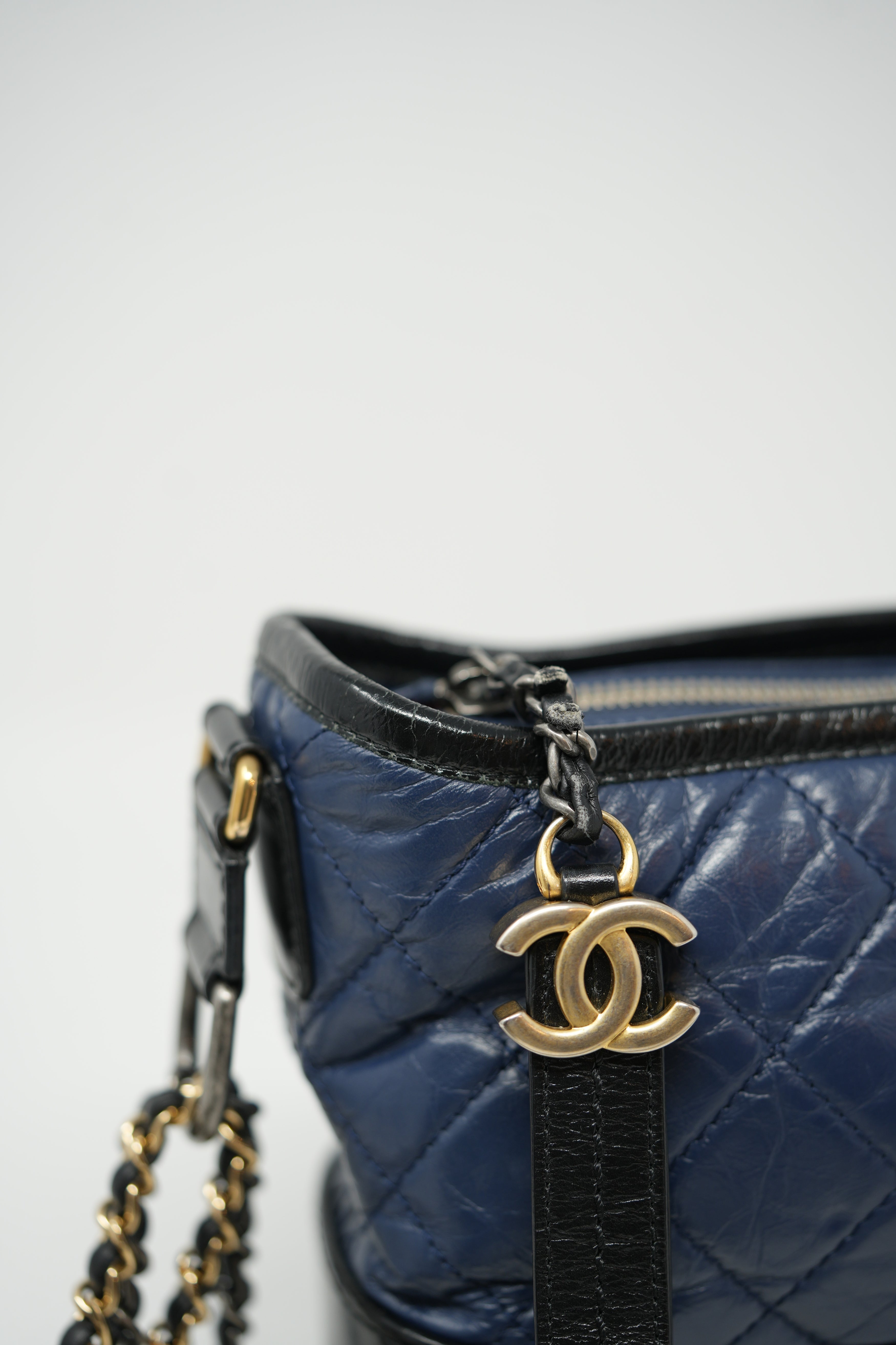 Pre-owned Chanel 2017 Small Navy/Black Gabrielle Hobo Bag