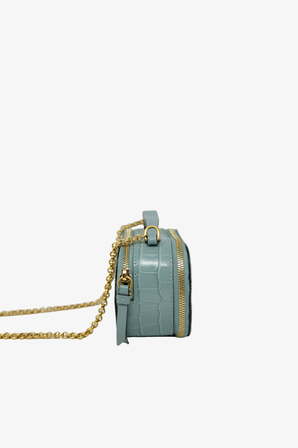 Chloé Blue Leather Crocodile-Embossed Vanity Bag