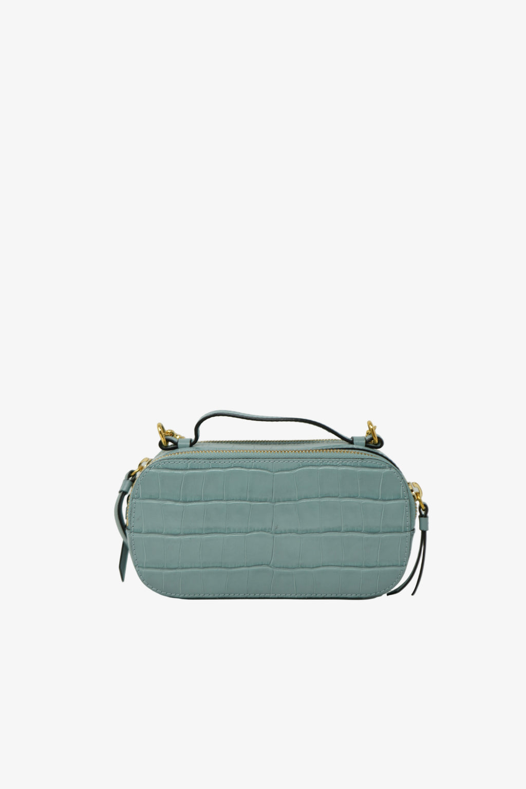 Chloé Blue Leather Crocodile-Embossed Vanity Bag