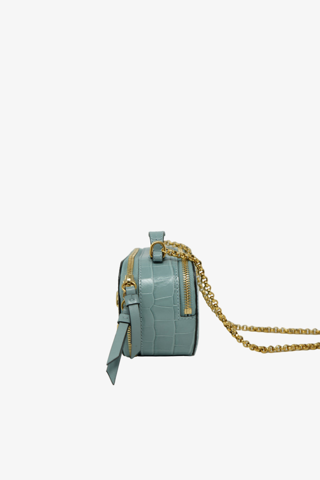 Chloé Blue Leather Crocodile-Embossed Vanity Bag