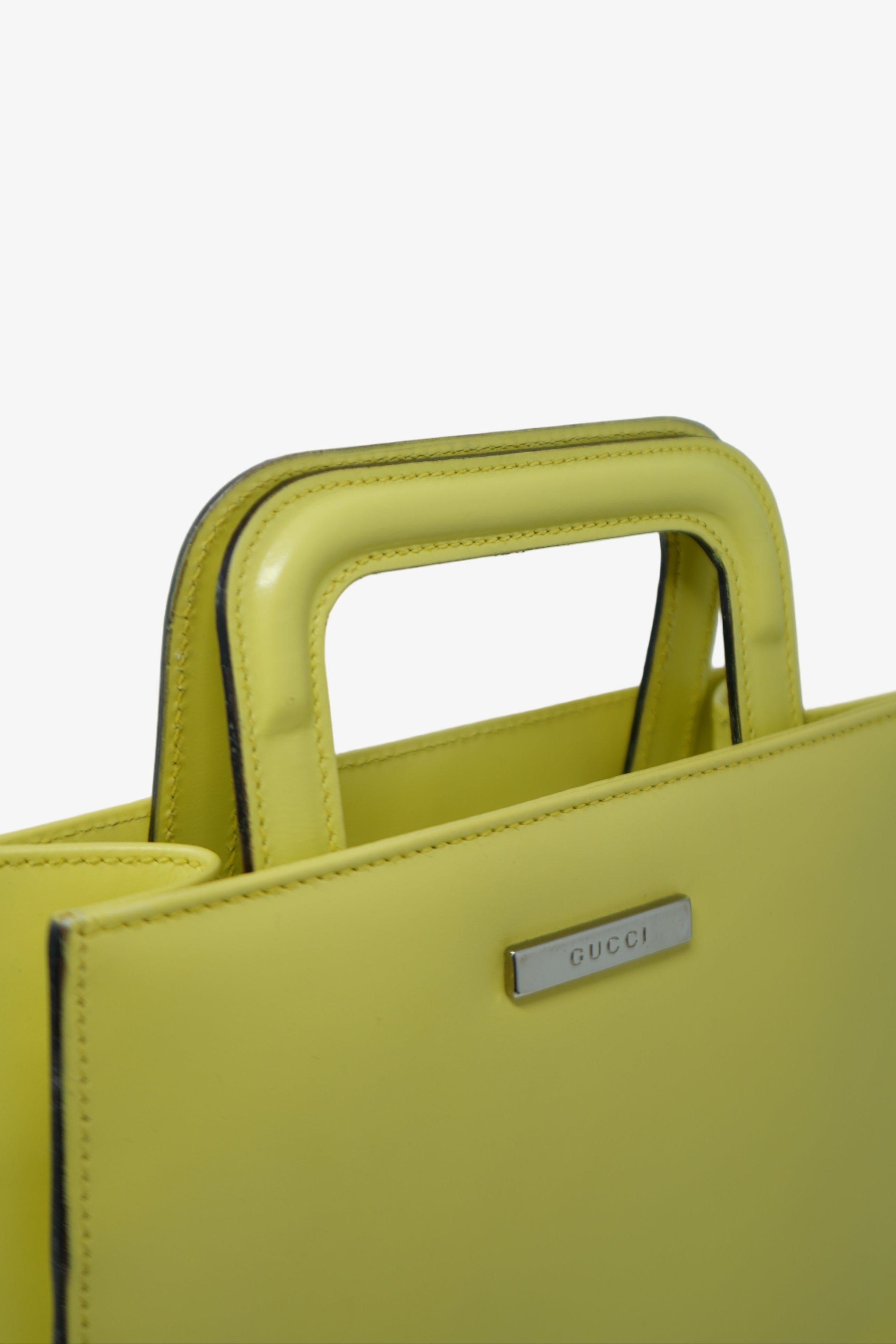 Gucci Yellow Leather Top Handle Bag