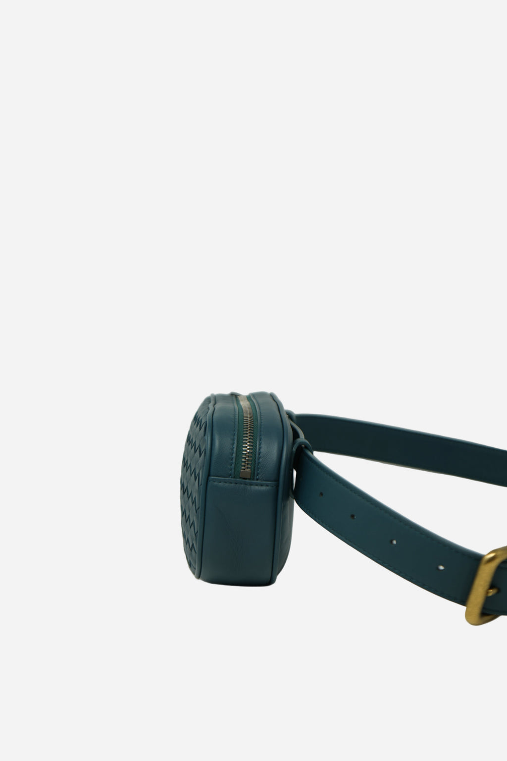 Bottega Veneta Blue Leather Small Intrecciato Belt Bag