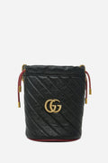 Gucci GG Marmont Black Leather Chain Bucket Bag