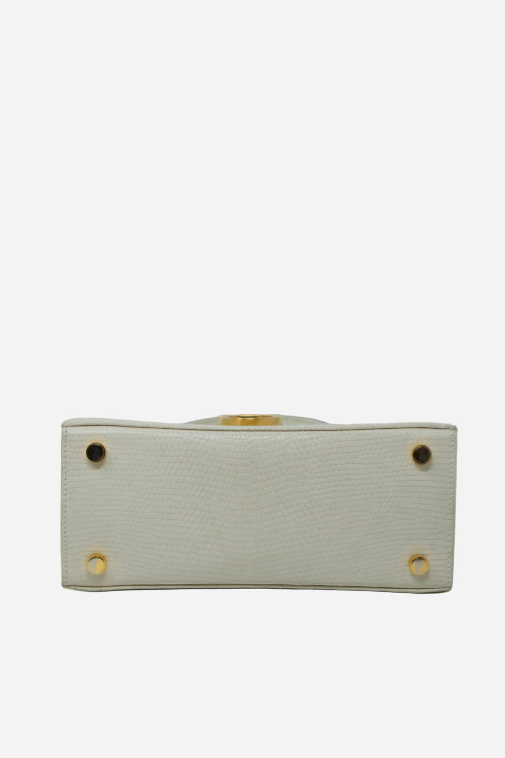 Salvatore Ferragamo White Lizard Top Handle Bag