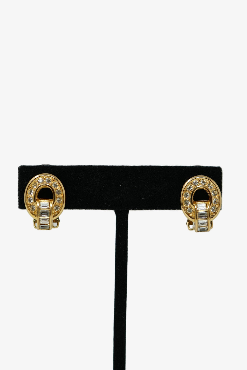 Dior Vintage Oval Rhinestone Earrings