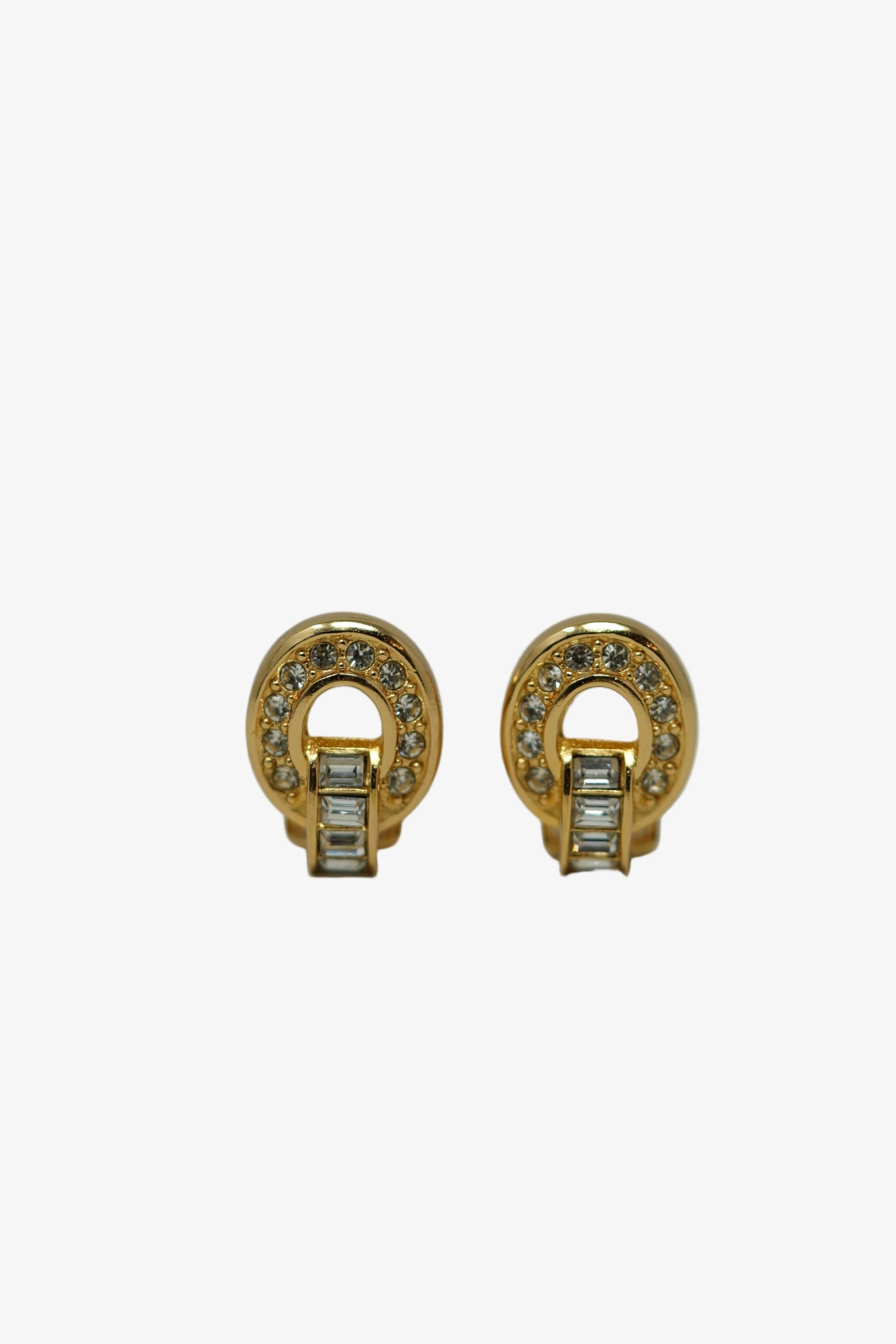 Dior Vintage Oval Rhinestone Earrings
