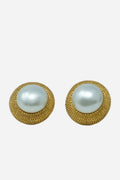 Pre-Owned Chanel Faux Pearl Button Earrings Clip-On