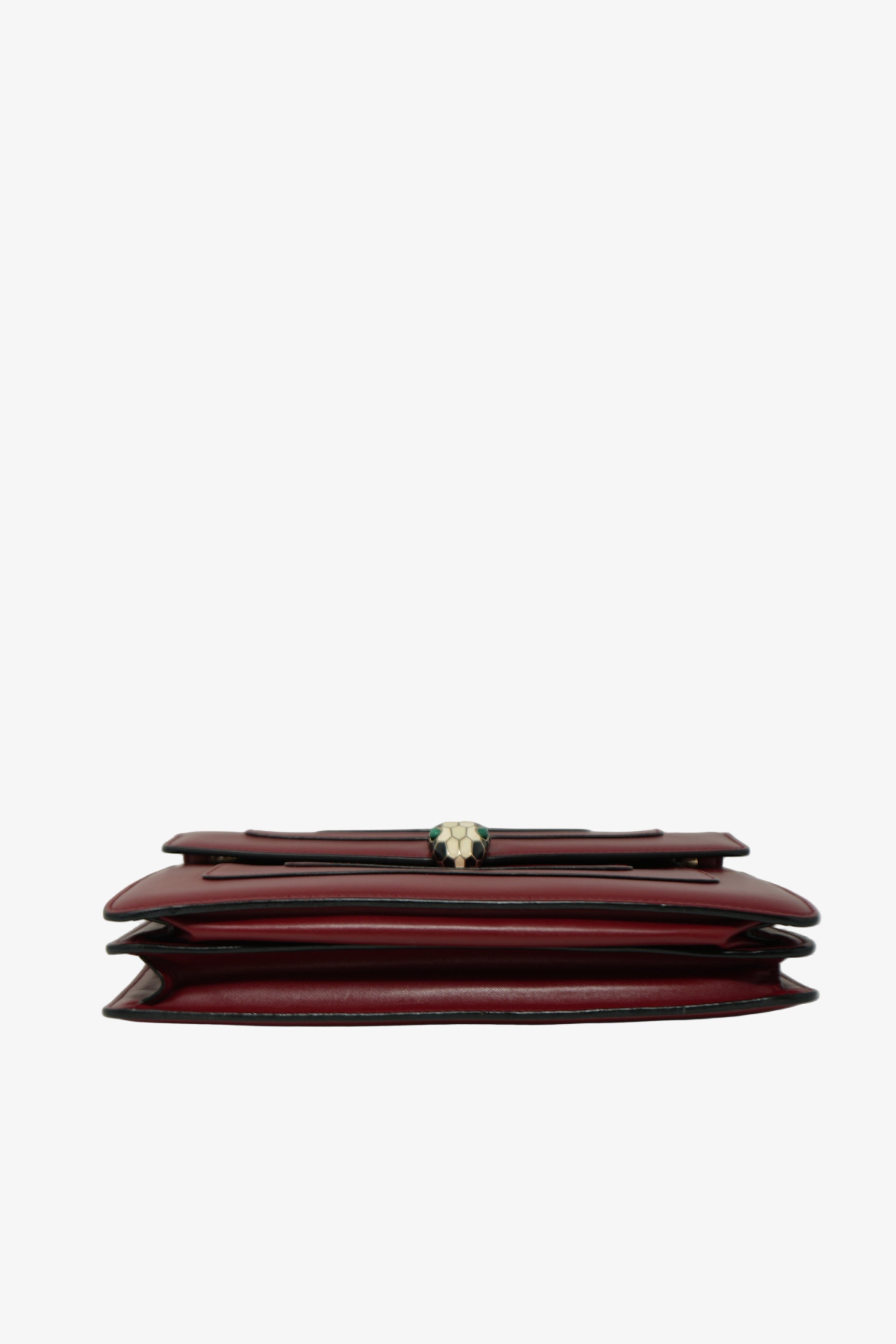 BVLGARI Red Leather Medium Serpenti Forever Shoulder Bag