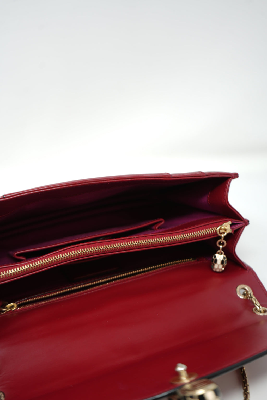 BVLGARI Red Leather Medium Serpenti Forever Shoulder Bag