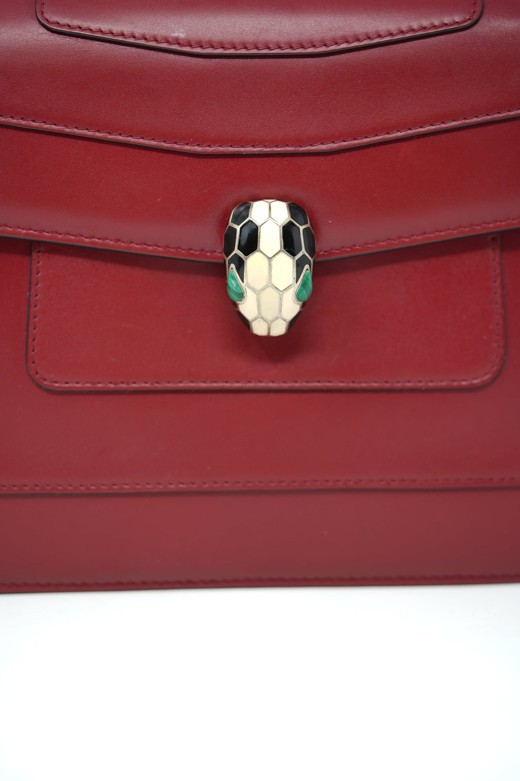 BVLGARI Red Leather Medium Serpenti Forever Shoulder Bag