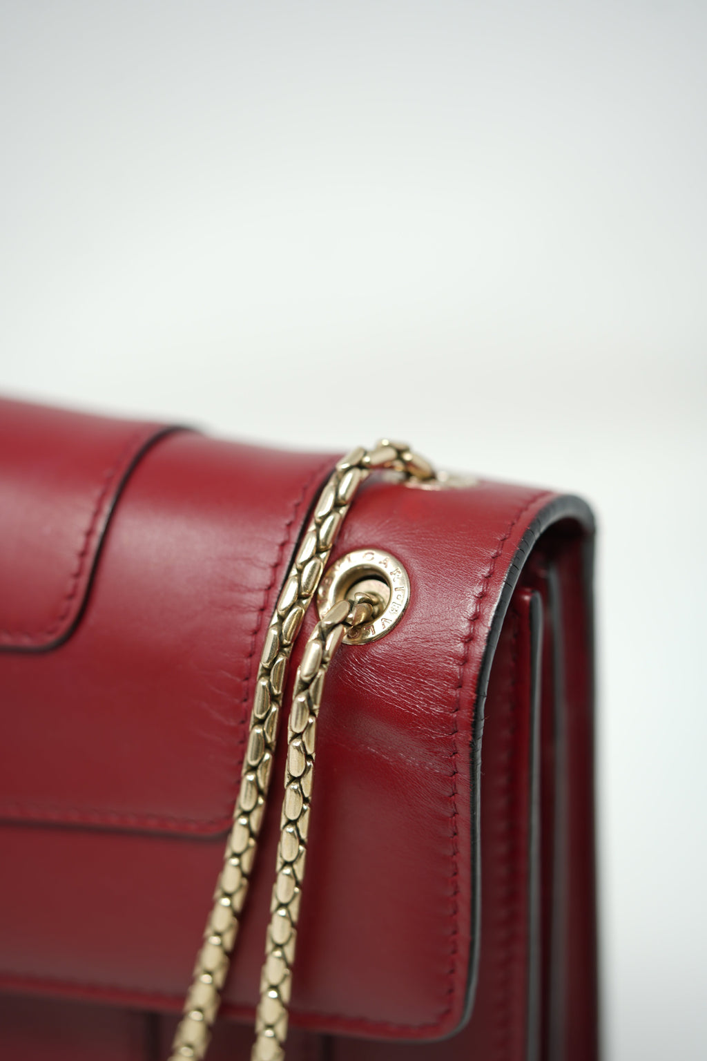 BVLGARI Red Leather Medium Serpenti Forever Shoulder Bag