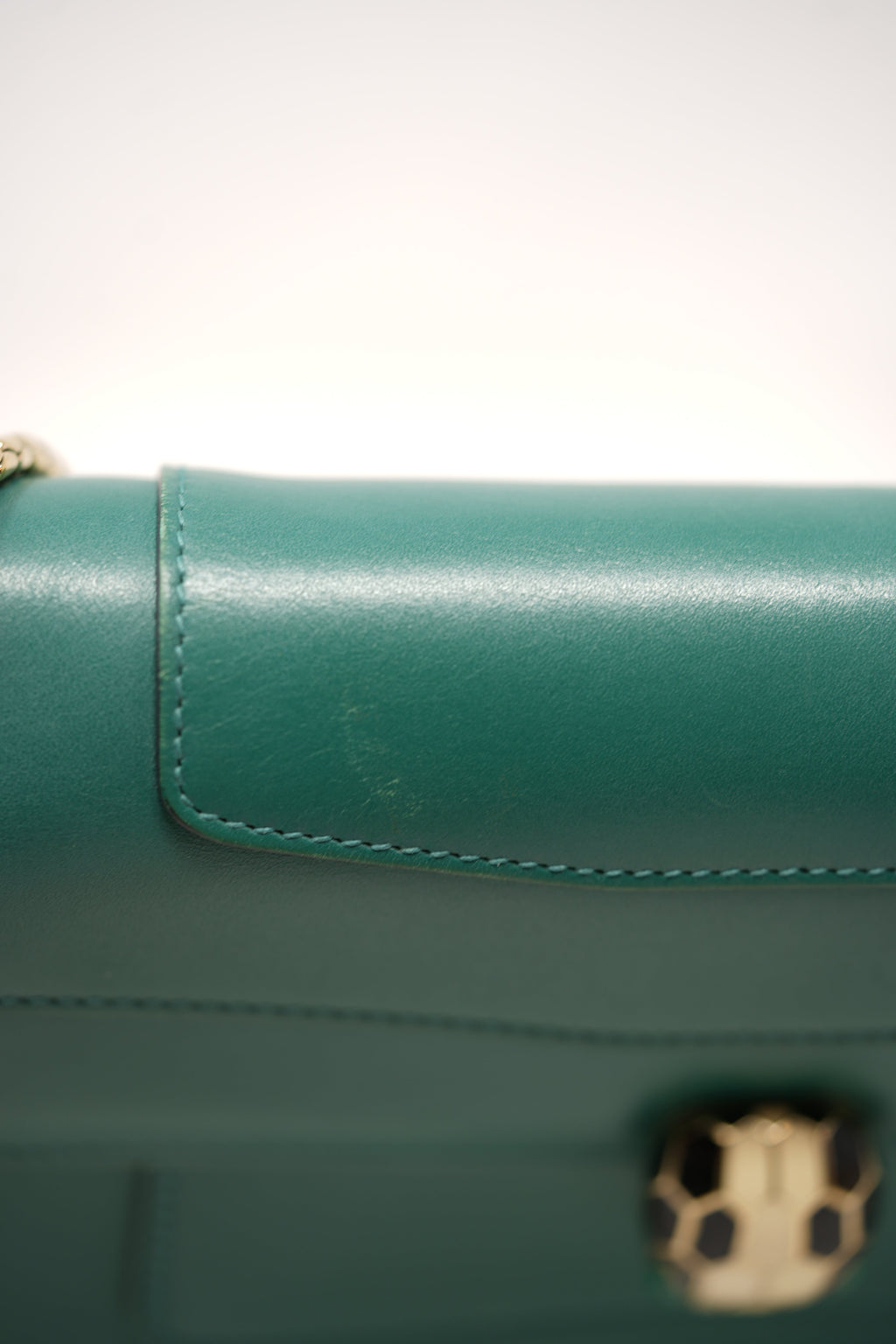 BVLGARI Green Leather Medium Serpenti Forever Shoulder Bag