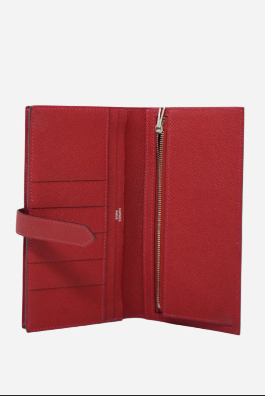 Hermes 2015 Red Espom Leather Bearn Wallet